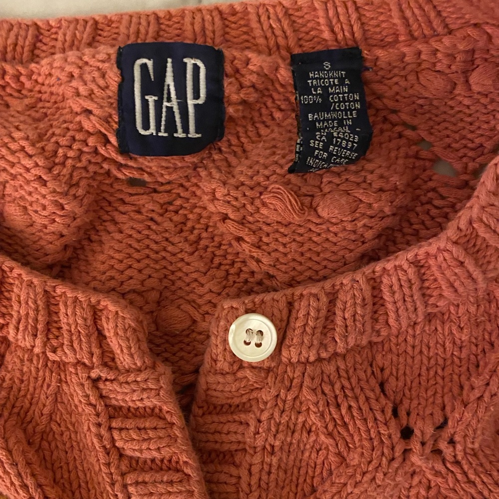 Rare Vintage 1980s Gap Embroidered Flower Cardigan - Picture 2 of 4